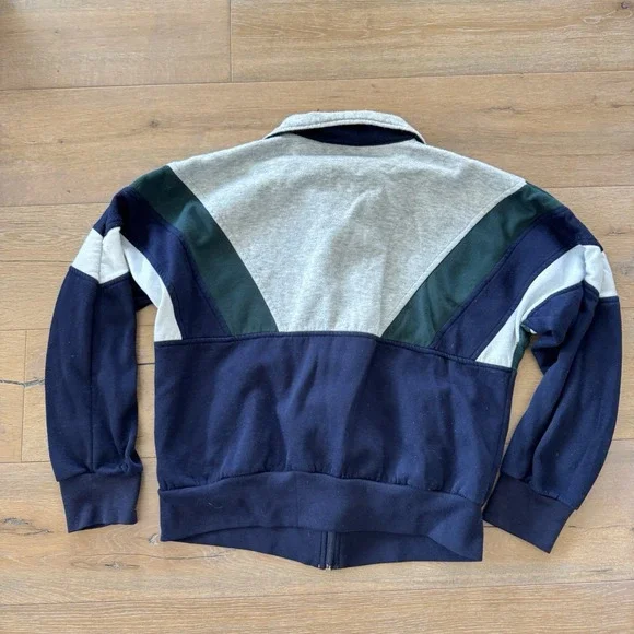 Vintage 80s Pony Full Zip Collar Sportswear Track Jacket size Large Navy Gray - Picture 4 of 7